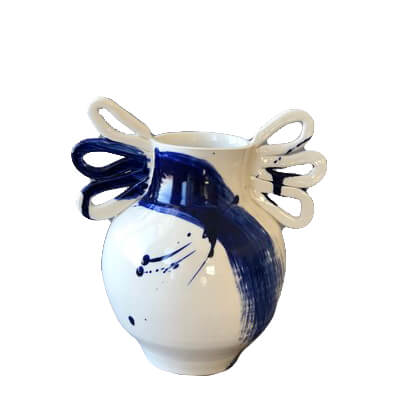 Image of Butterfly Vase with Cobalt Calligraphy