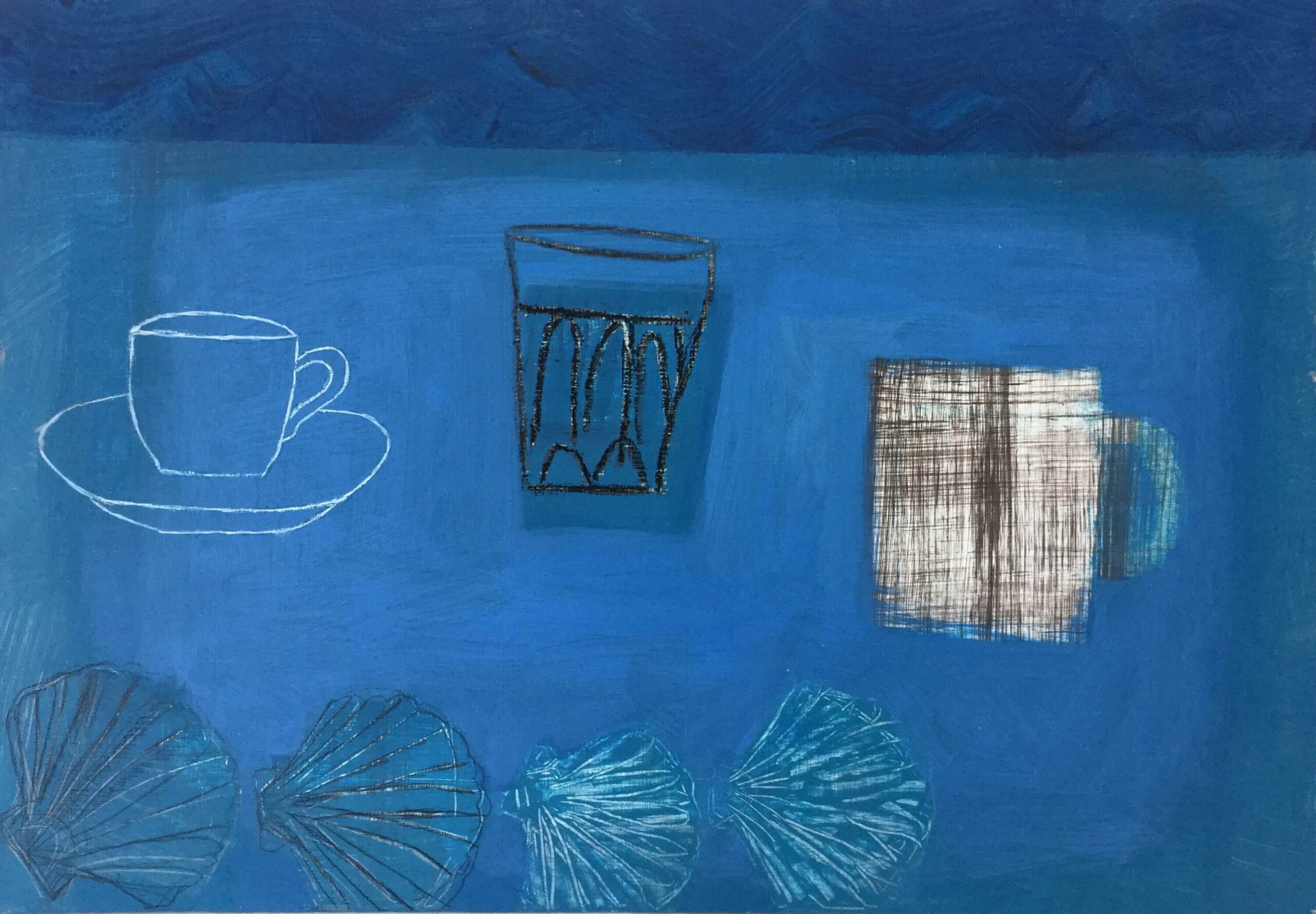 Image of Cups on Blue