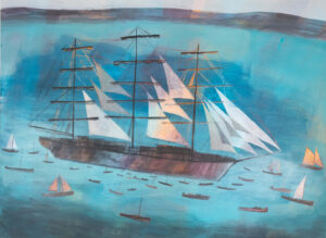 Photo of Large Tall Ship Heads the Fleet artwork