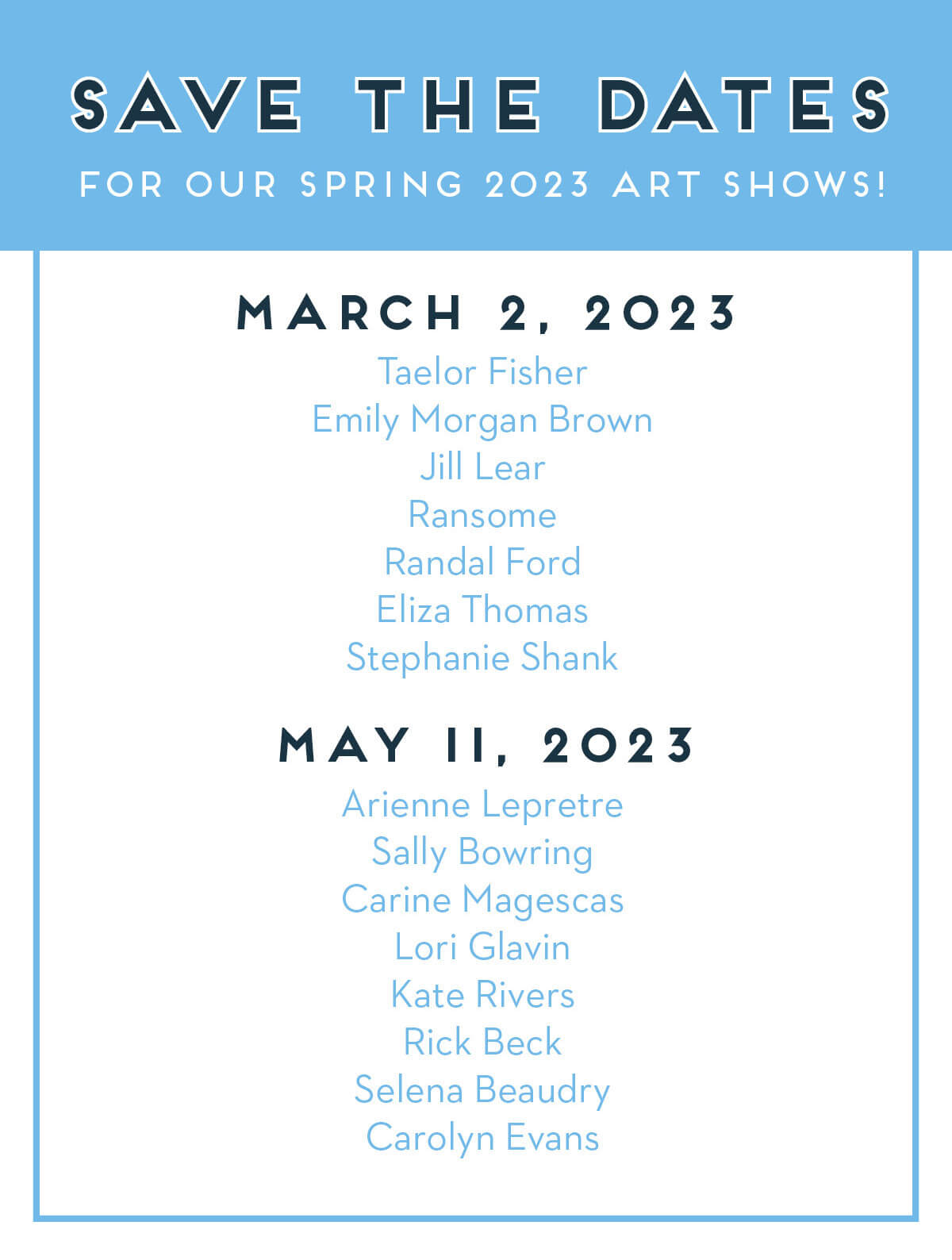 Photo for Save the Dates Spring 2023 news post