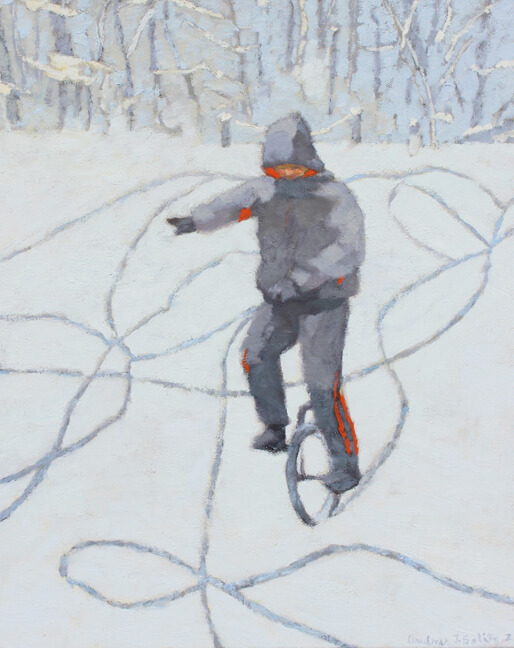 Image of Unicyclist in Snow