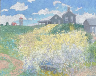 Image of Monhegan Flower Garden with Lighthouse