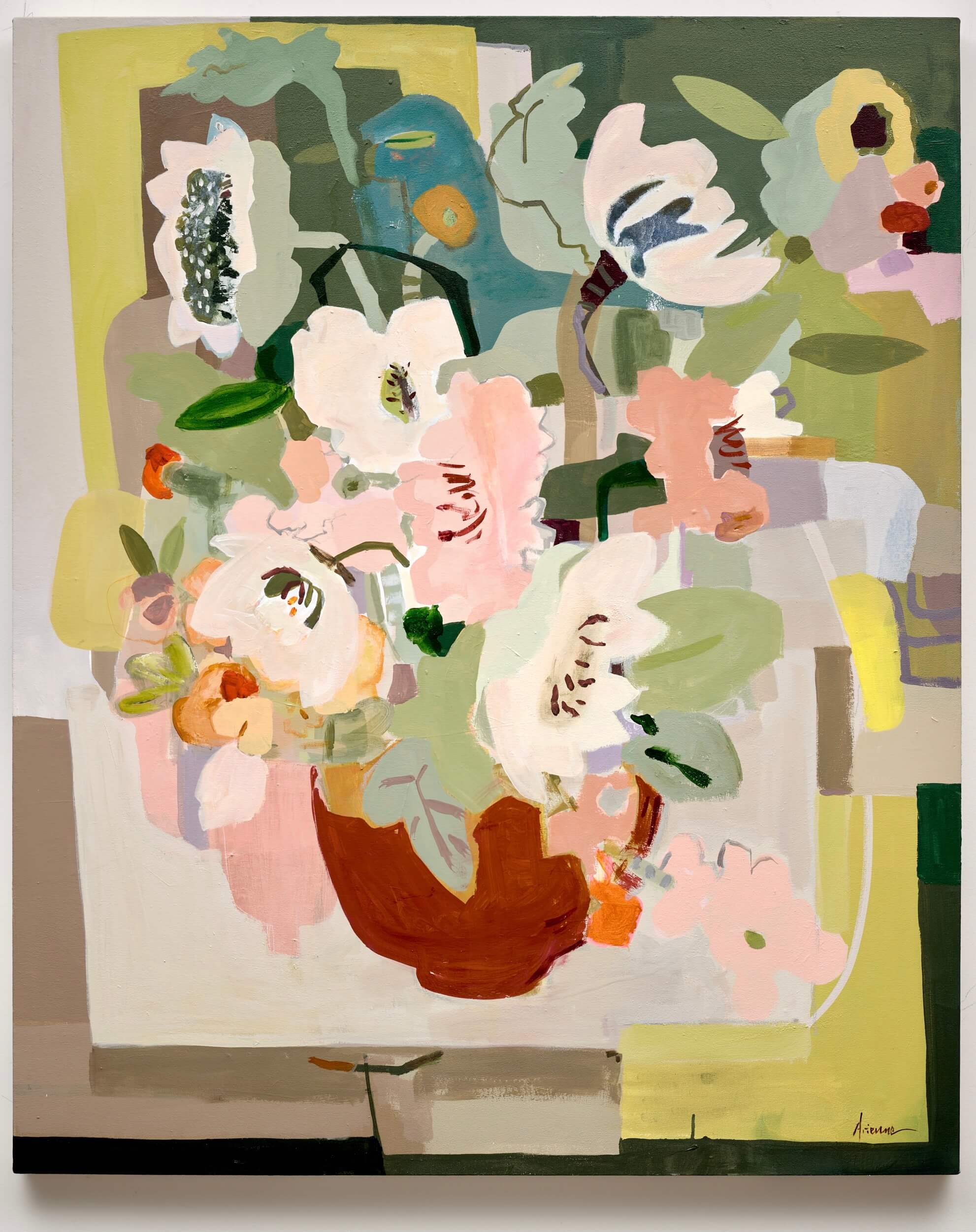 Image of Flowers, a Table and a Bird