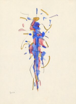 Photo of Untitled (D309) Blue Abstract Figure 6/14/88 artwork