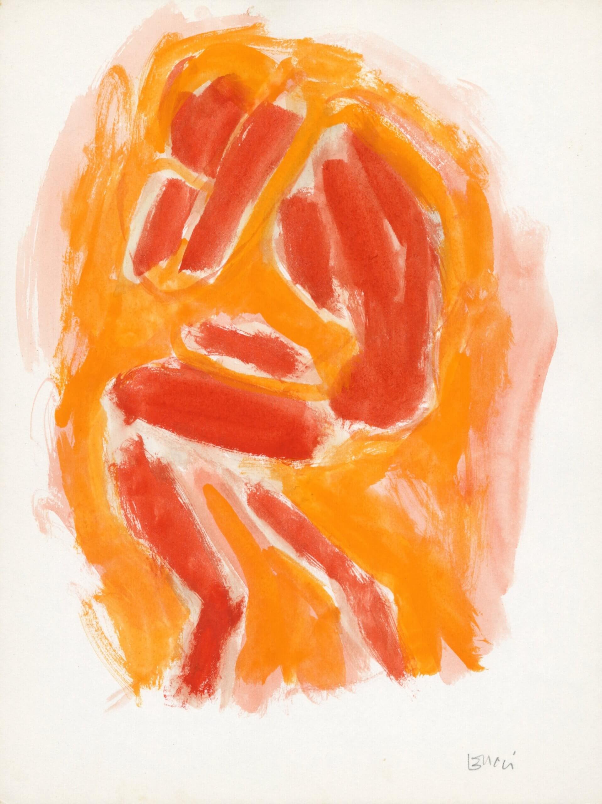 Image of Untitled (D321) Red figure in orange 1962