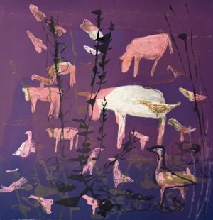 Image link Purple Field / Cows and Egrets